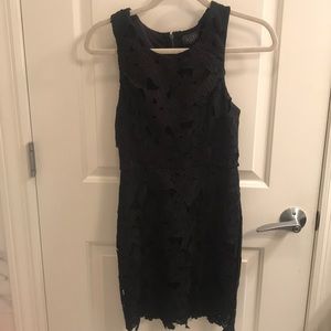 ASTR Floral Lace Black Mini Dress S